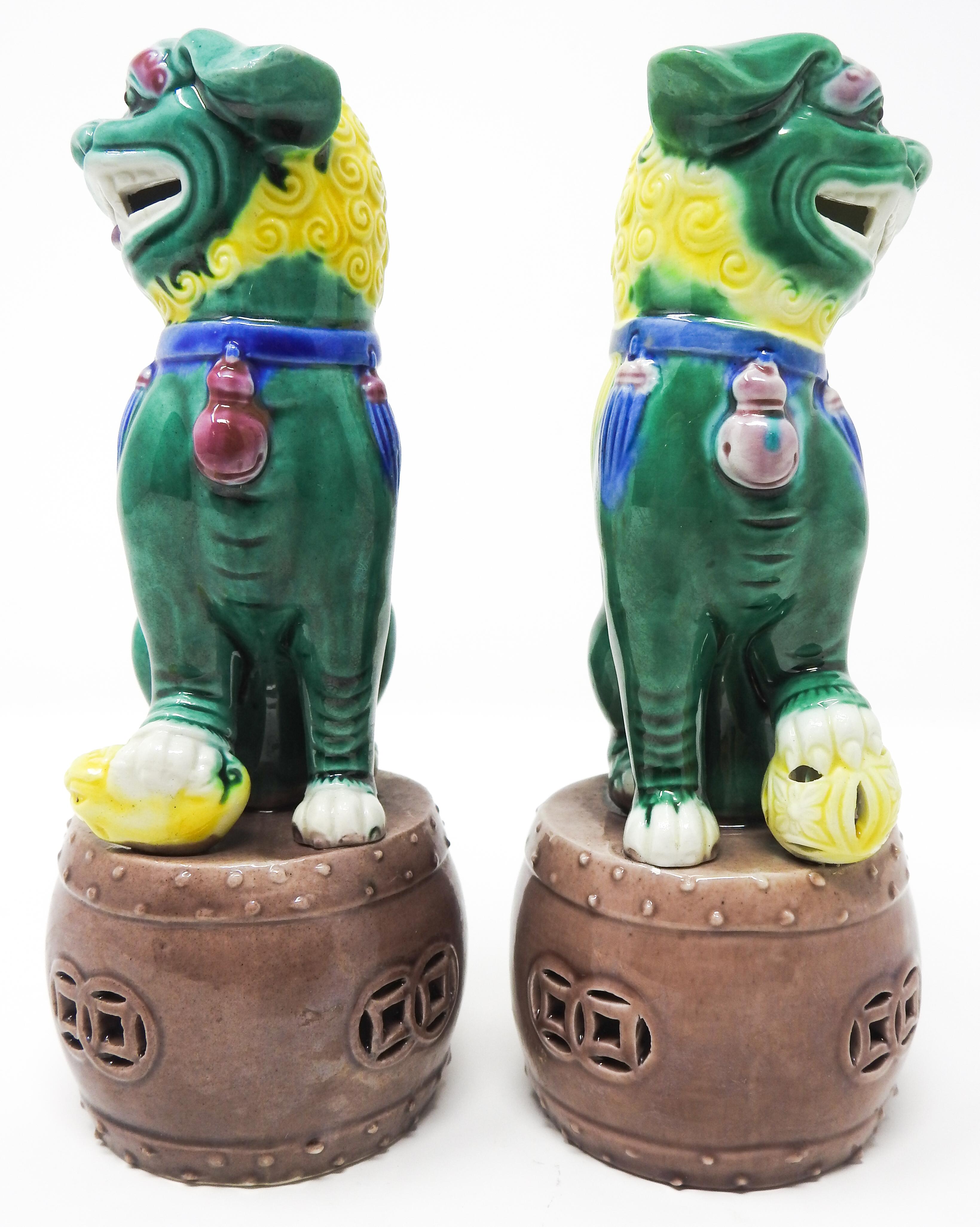 Ceramic Chinese Guardian Foo Dogs In Good Condition For Sale In Cookeville, TN