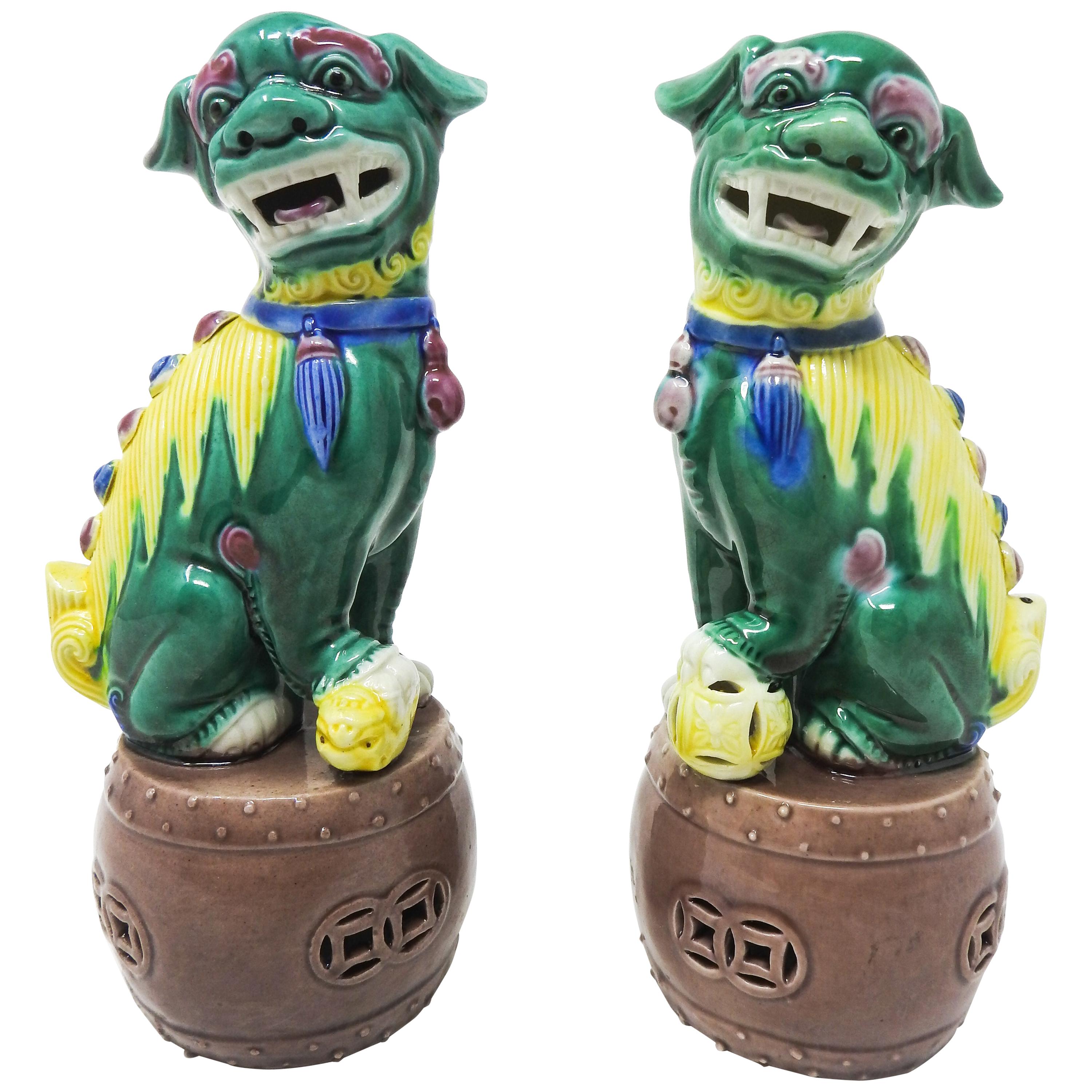 Ceramic Chinese Guardian Foo Dogs For Sale