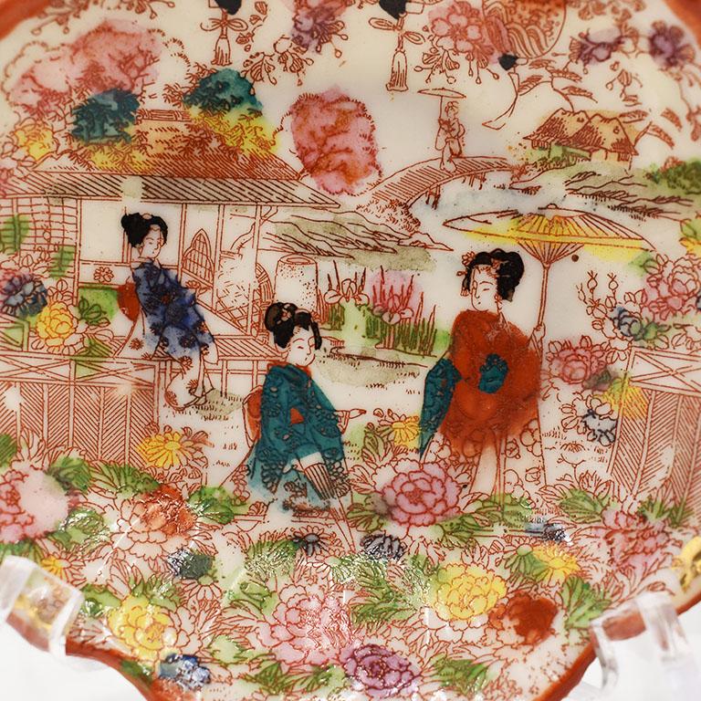 Ceramic Chinoiserie Vide Poche Decorative Dishes, Set of 4 In Good Condition For Sale In Oklahoma City, OK