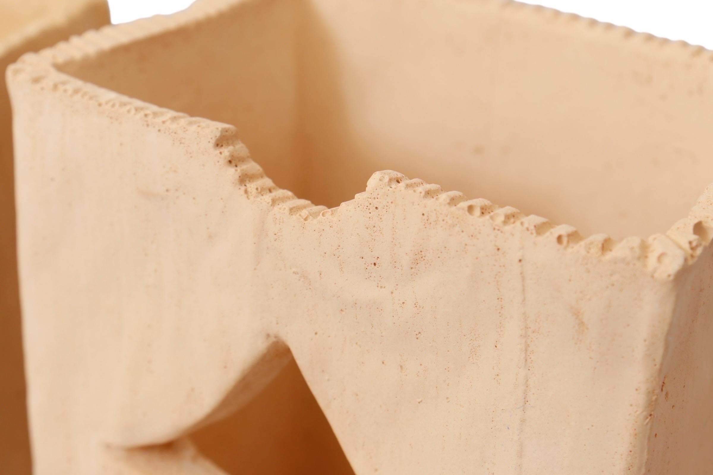 Late 20th Century Ceramic Christmas Paper Bag Candle Holders - a Pair For Sale