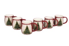 Ceramic Christmas Tree Mugs, Set of 6