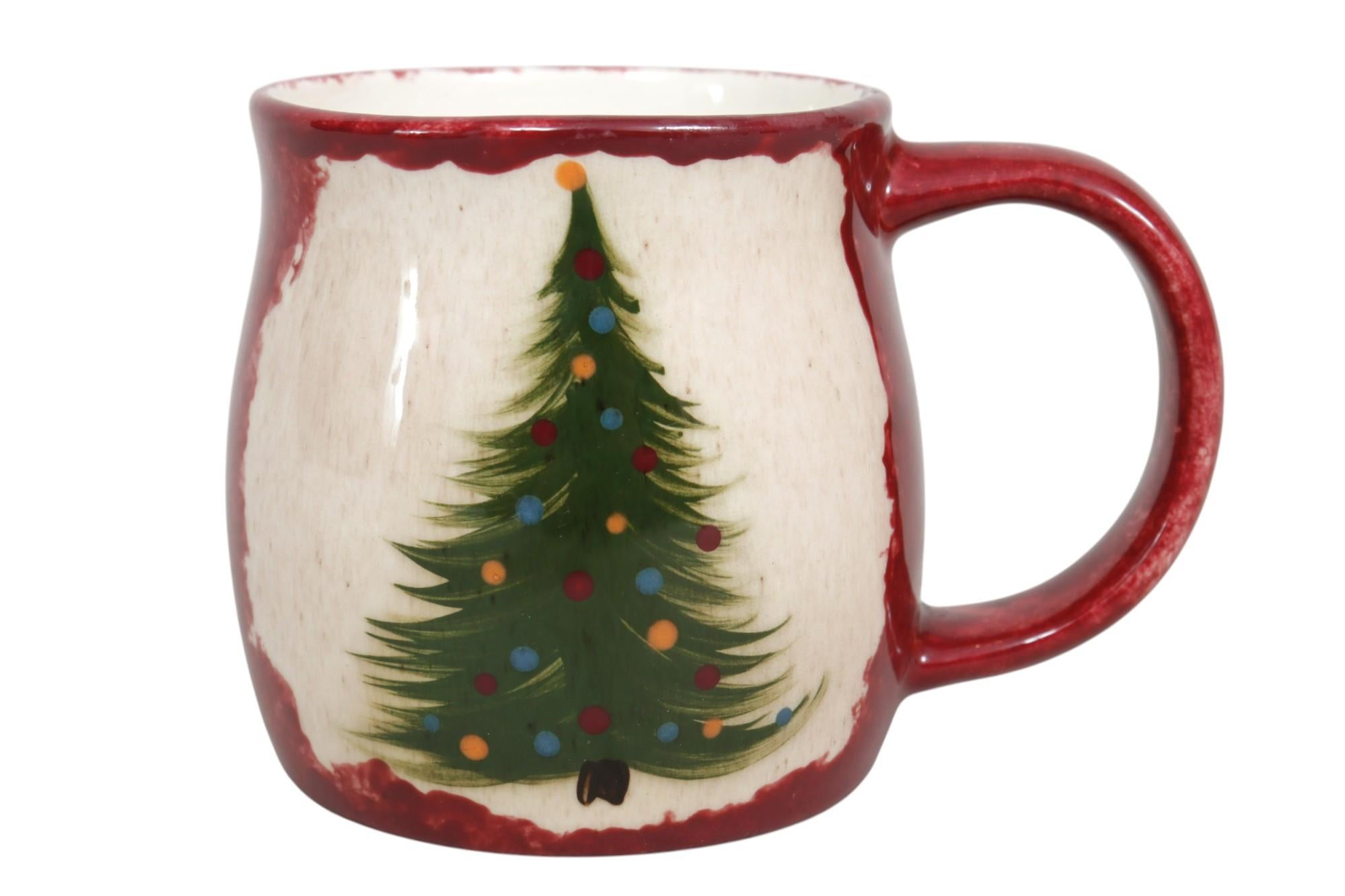 Ceramic Christmas Tree Mugs, Set of 6 In Good Condition For Sale In Bradenton, FL