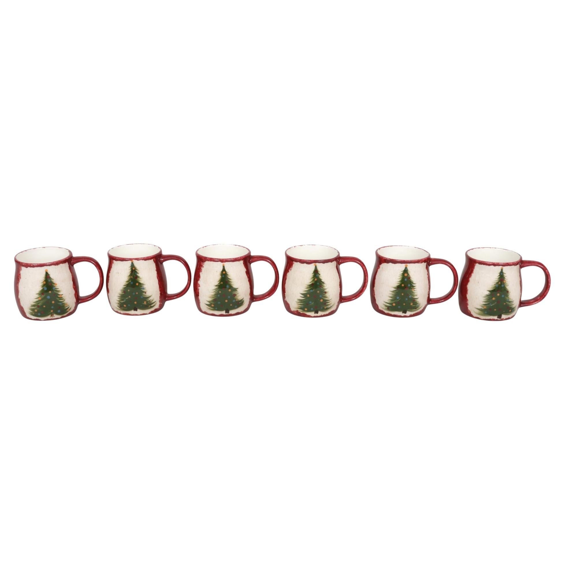 Ceramic Christmas Tree Mugs, Set of 6 For Sale