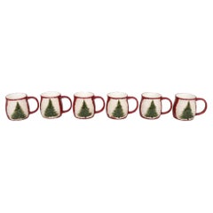 Ceramic Christmas Tree Mugs, Set of 6