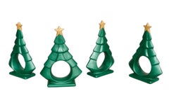 Ceramic Christmas Tree Napkin Rings - Set of 4