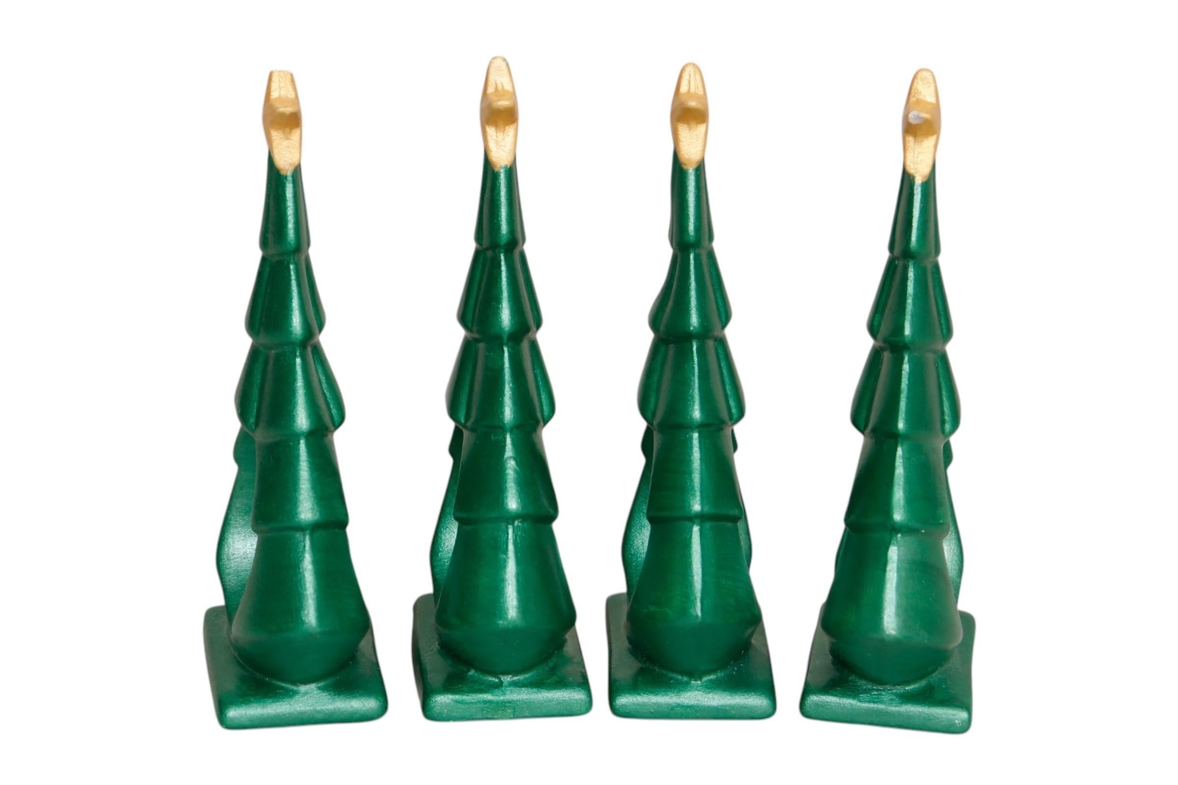 Ronds de serviette en céramique en forme d'arbre de Noël - Lot de 4 Bon état - En vente à Bradenton, FL