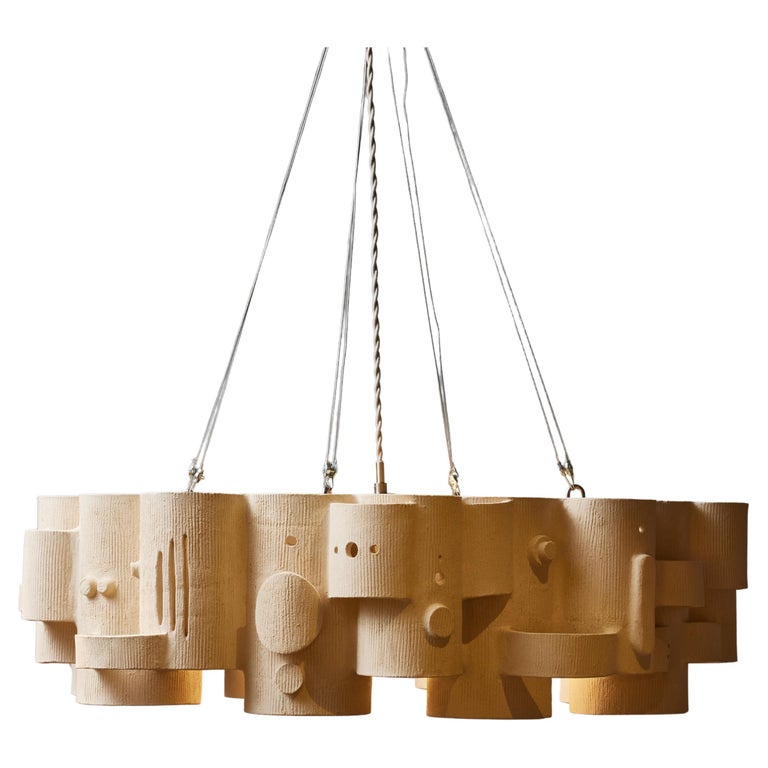 Olivia Cognet Ceramic Circular Chandelier, 2023, offered by Galerie Glustin Luminaires