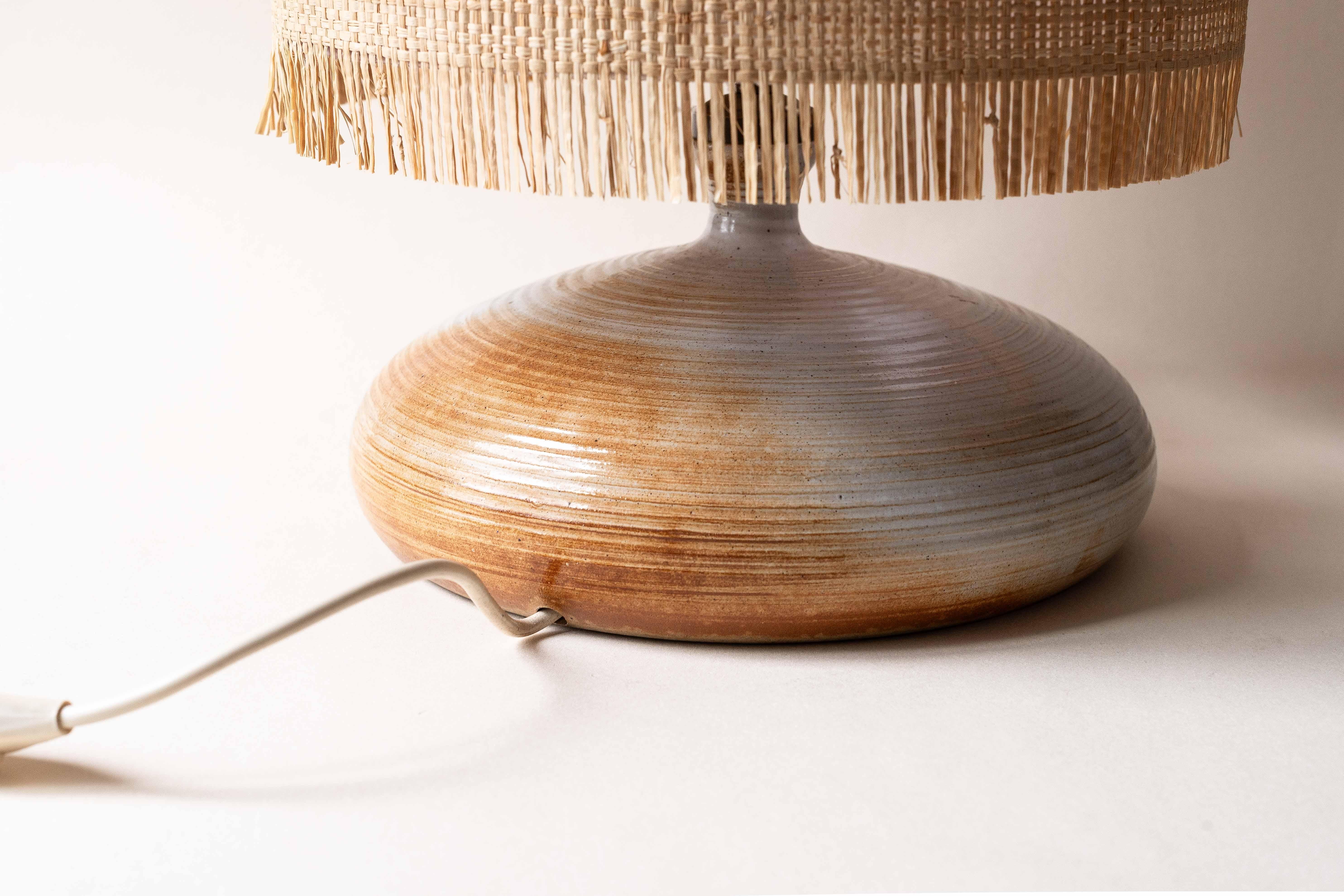 Enameled Ceramic Clay Table Lamp, Atelier Grès du Marais, France 1960s
