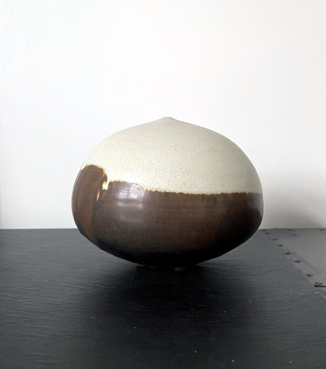 Modern Ceramic Closed Form Vessel with Rattle by Toshiko Takaezu