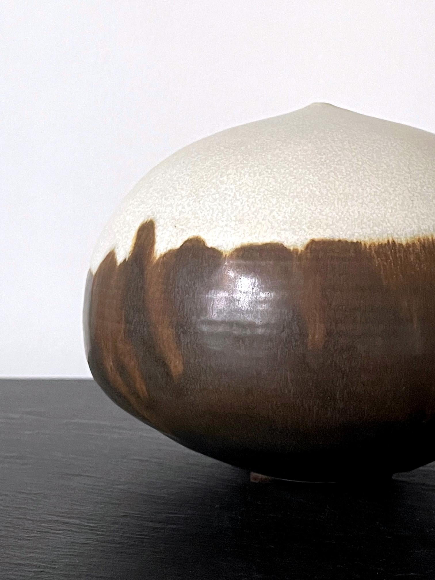 20th Century Ceramic Closed Form Vessel with Rattle by Toshiko Takaezu