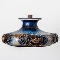 Ceramic Cobalt Ceramic Pendant Light, Denmark, 1970