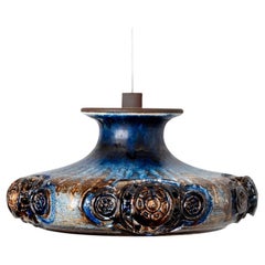Ceramic Cobalt Ceramic Pendant Light, Denmark, 1970