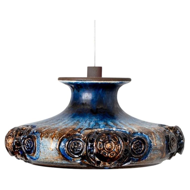 Ceramic Cobalt Ceramic Pendant Light, Denmark, 1970
