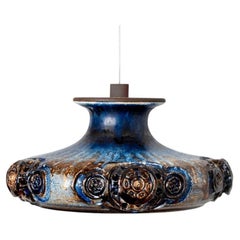 Ceramic Cobalt Ceramic Pendant Light, Denmark, 1970