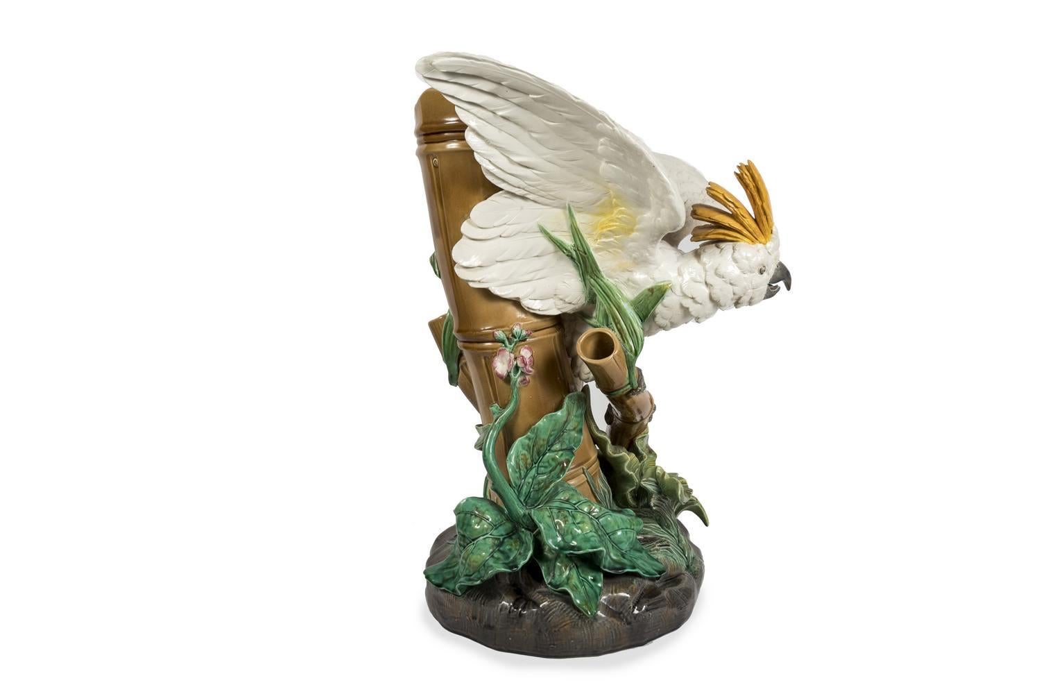 Victorian Ceramic Cockatoo, Brownfield and Sons, circa 1880 For Sale