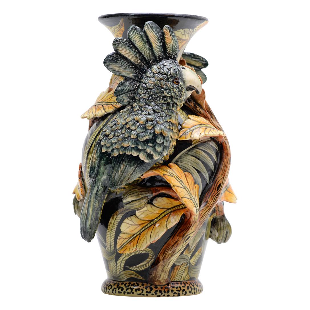 Fired Ceramic  Cockatoo Vase , hand made in South Africa