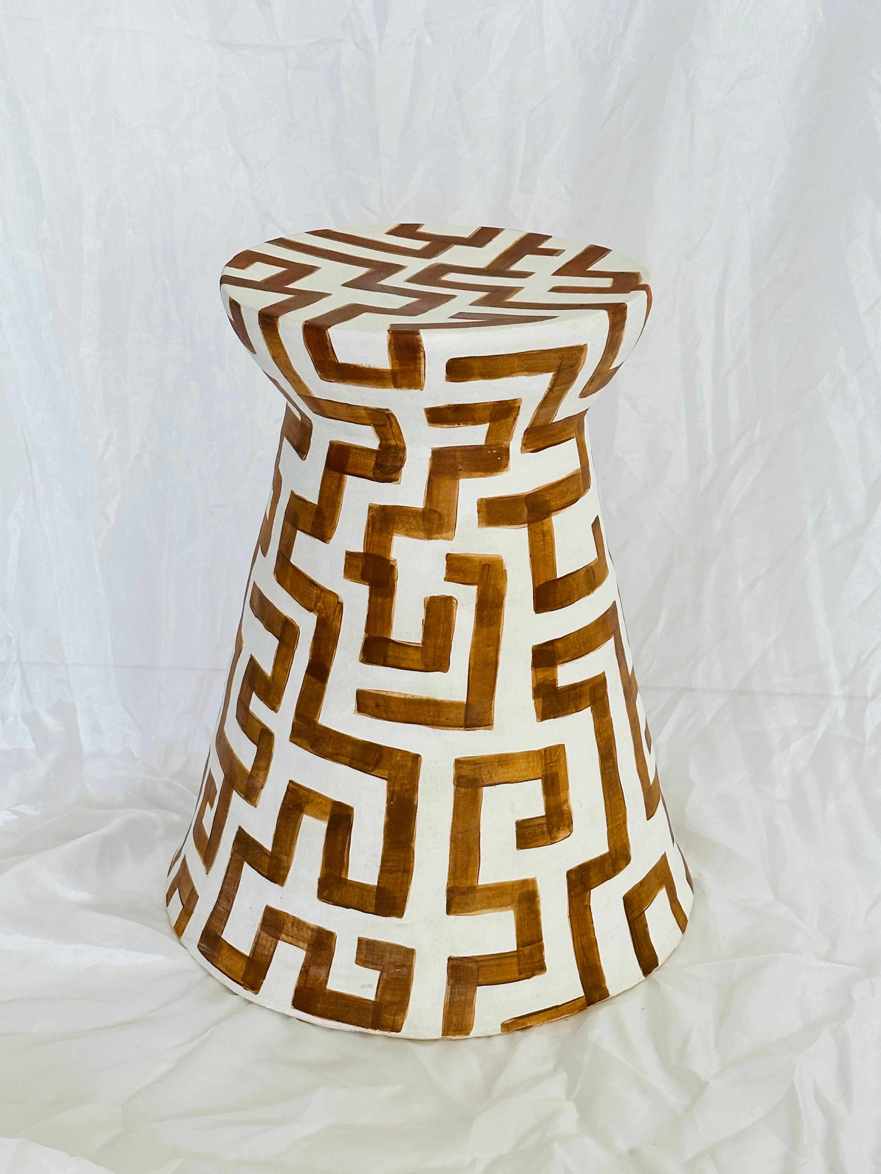 Ceramic cocktail table in classic geometric pattern  In New Condition For Sale In Charlottesville, VA