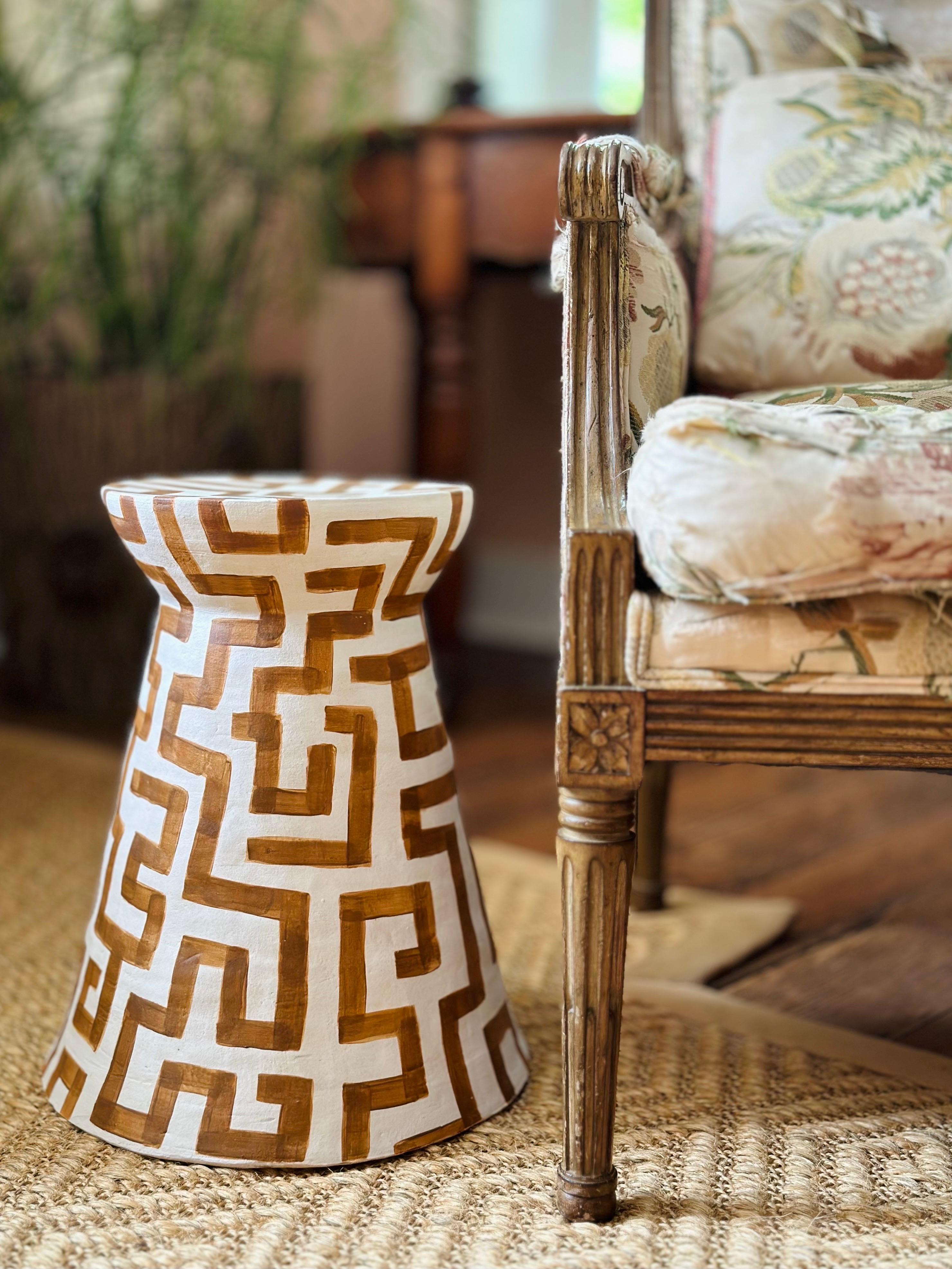 Contemporary Ceramic cocktail table in classic geometric pattern  For Sale