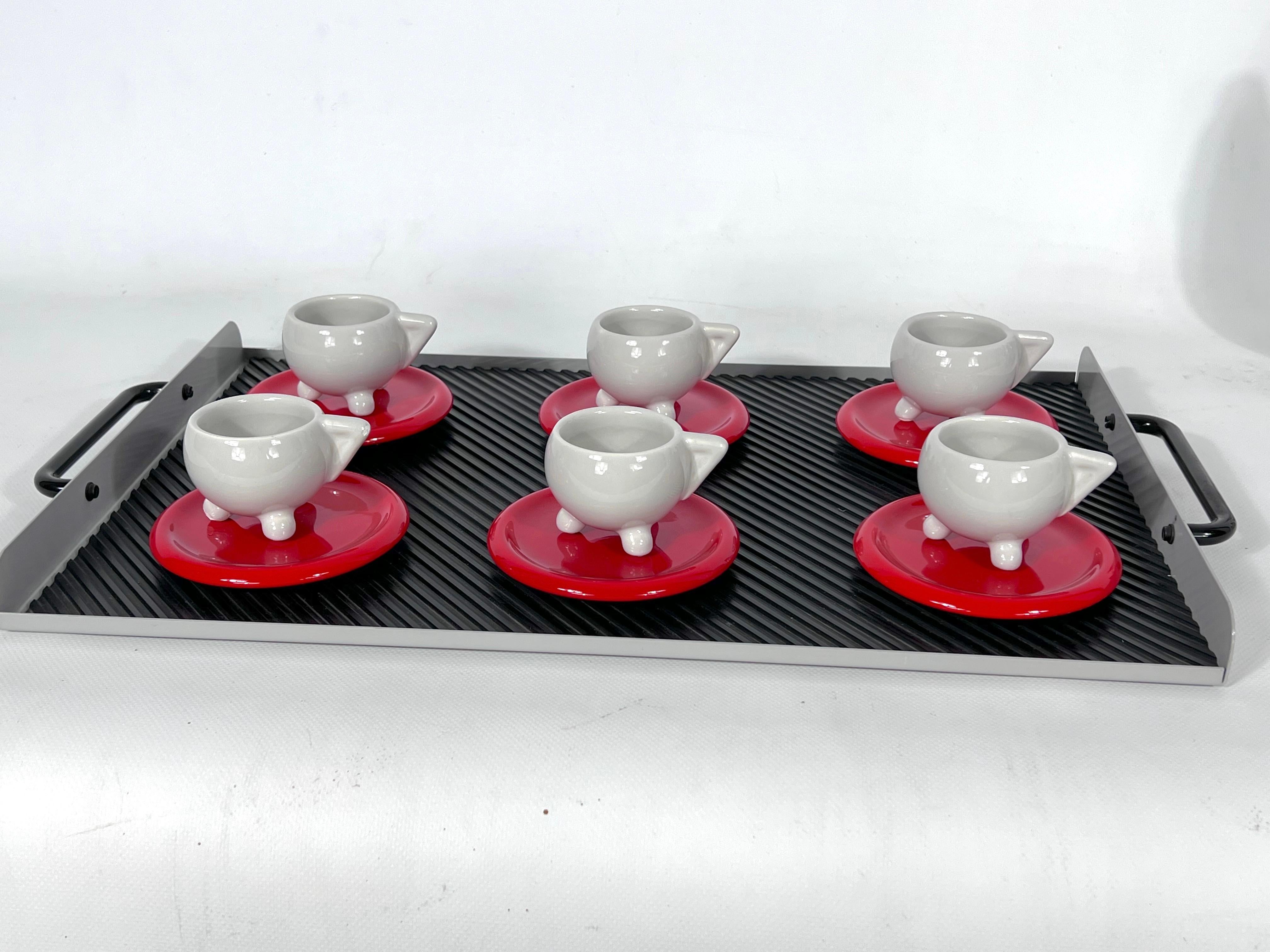 Ceramic Coffee Set by Mas for Memphis Milano, 1980s, Set of 11 For Sale 1