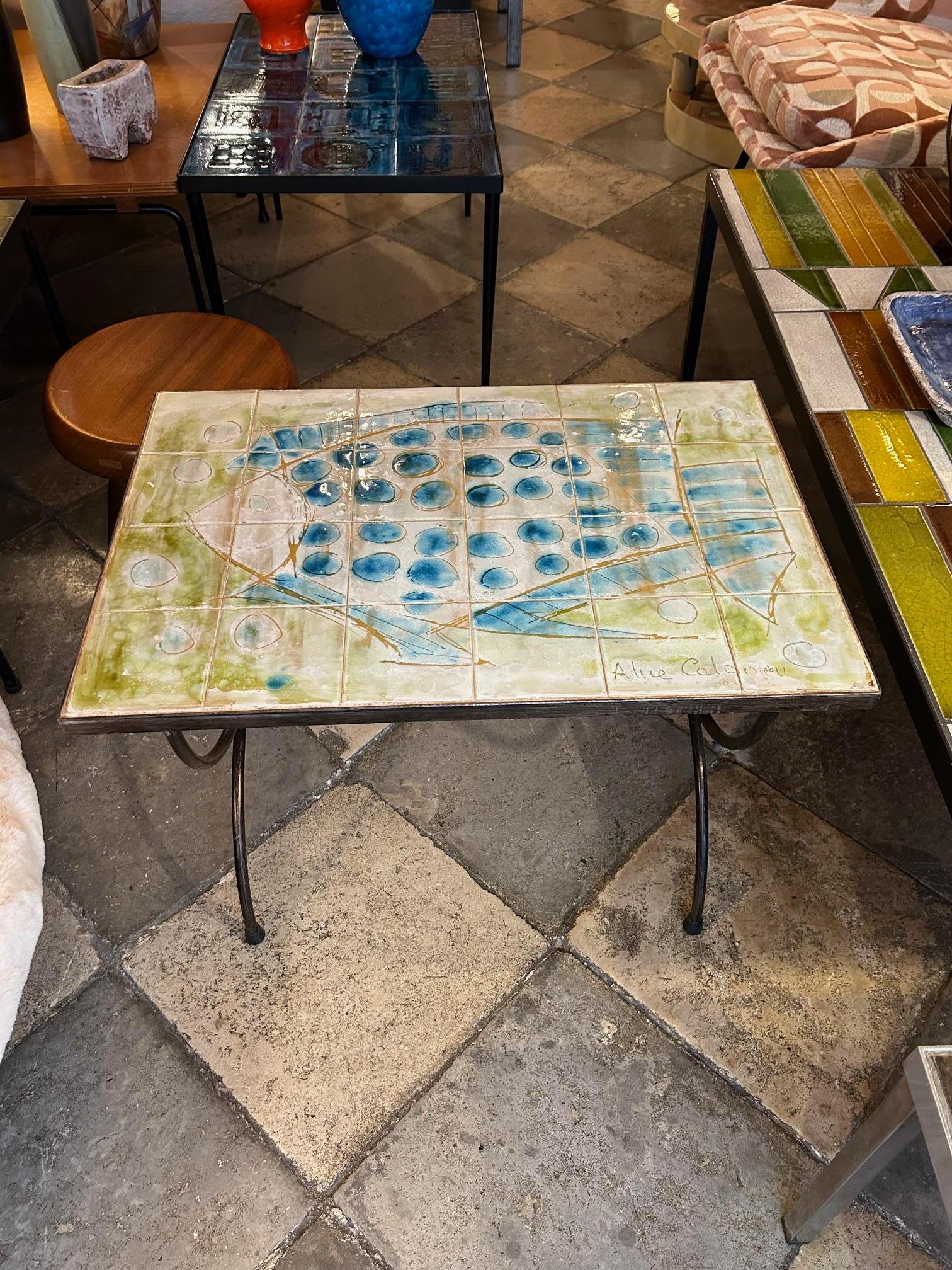 Modern Ceramic coffee table by Alice Colonieu, France, 1960's For Sale