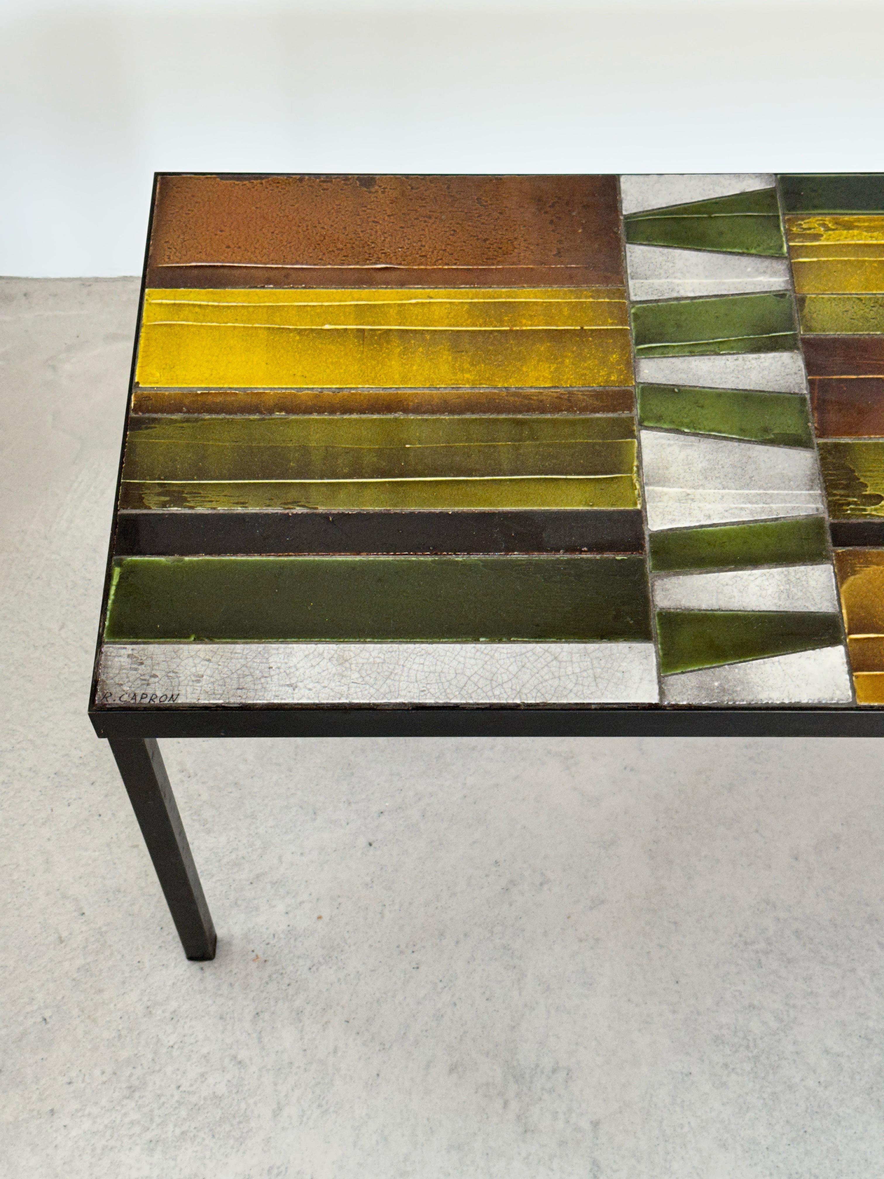 Métal Table basse en céramique de l'artiste Roger Capron, sud de la France, Vallauris, années 1960