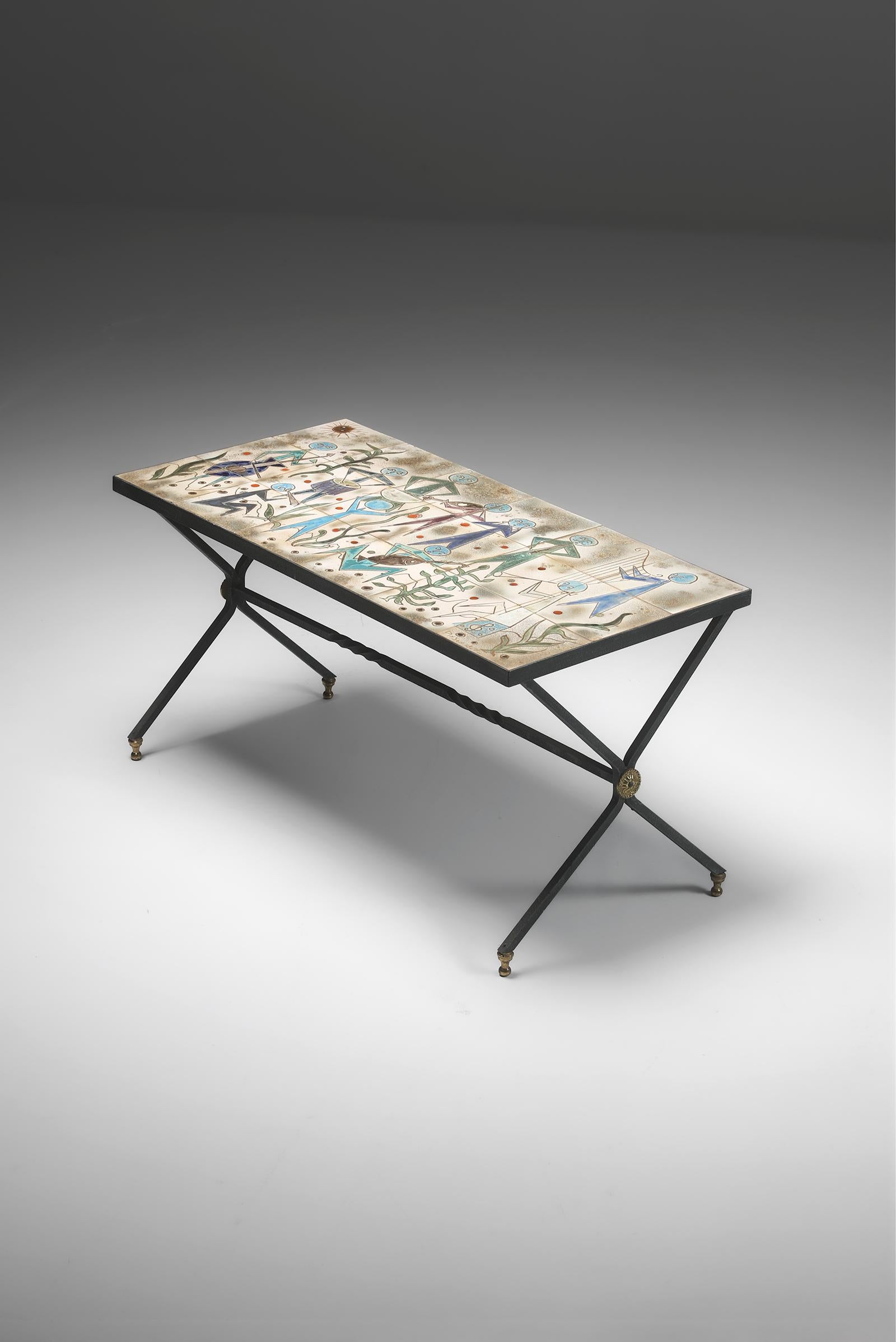 Mid-Century Modern Ceramic Coffee Table by Charles Emile Pinson, 1958