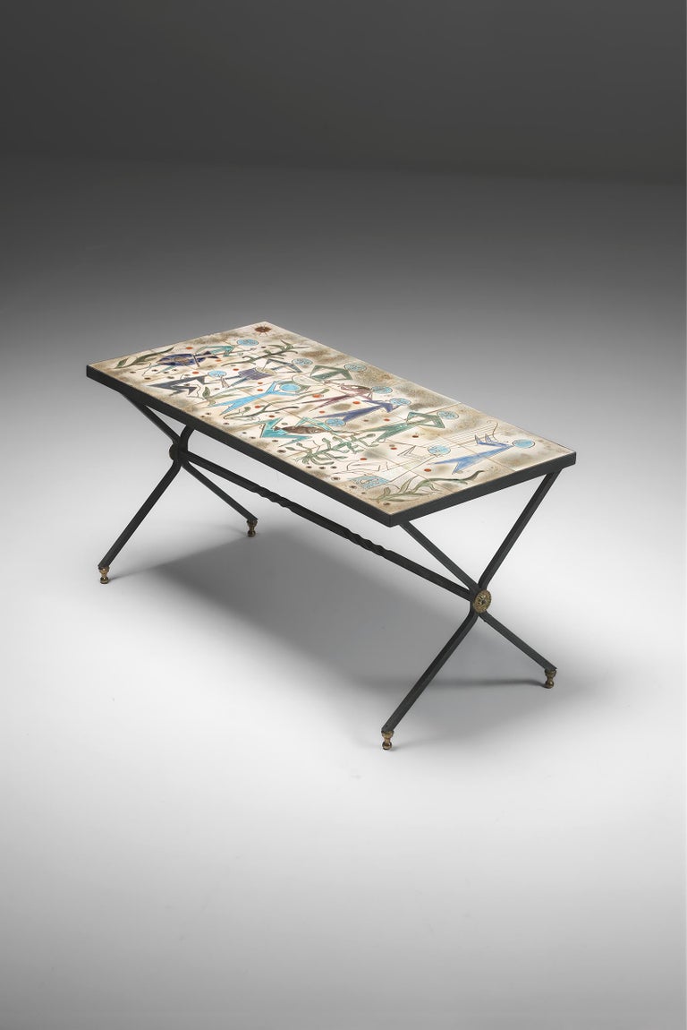 Mid-Century Modern Ceramic Coffee Table by Charles Emile Pinson, 1958 For Sale