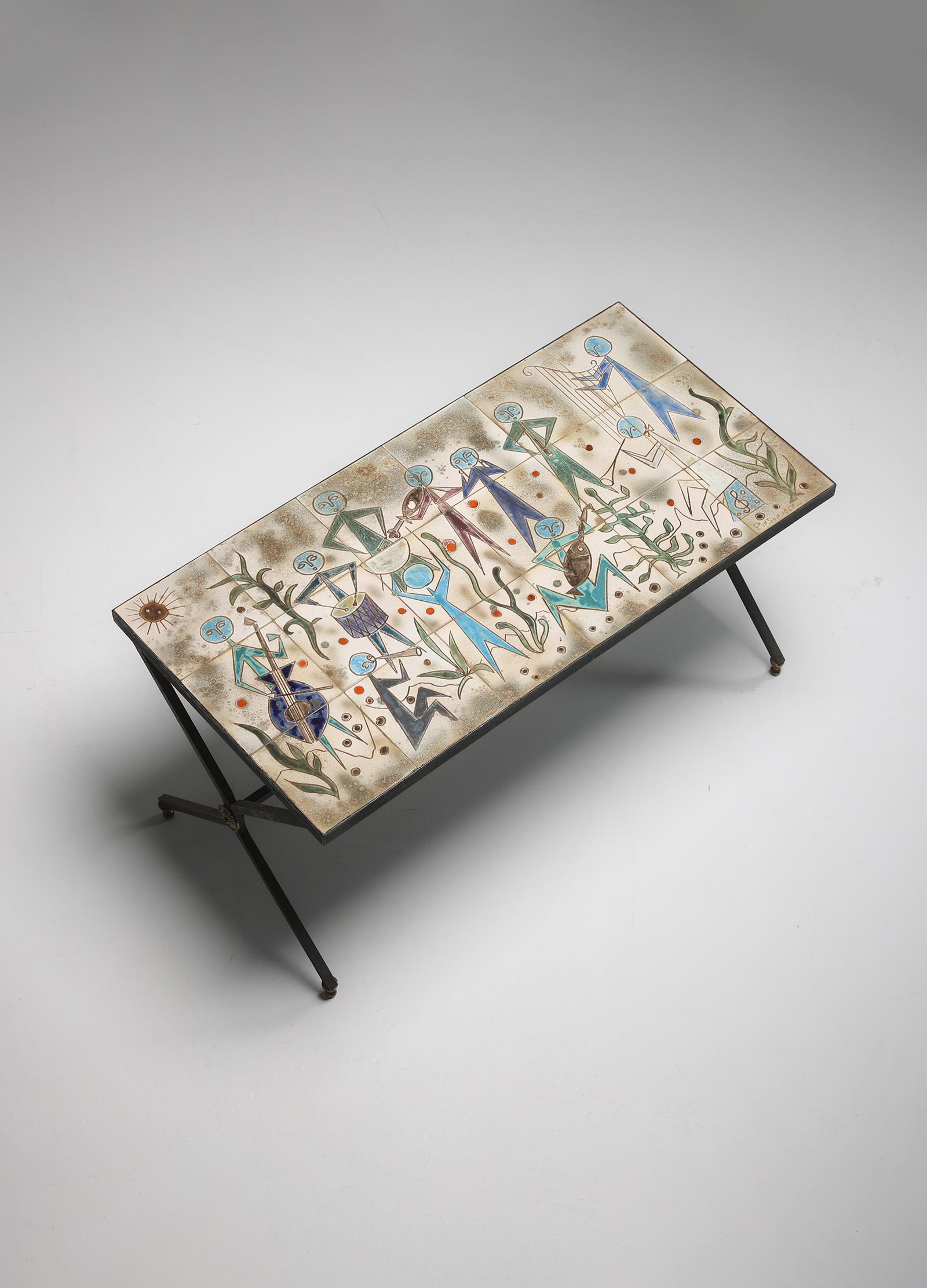 Ceramic Coffee Table by Charles Emile Pinson, 1958 In Good Condition In Antwerpen, Antwerp