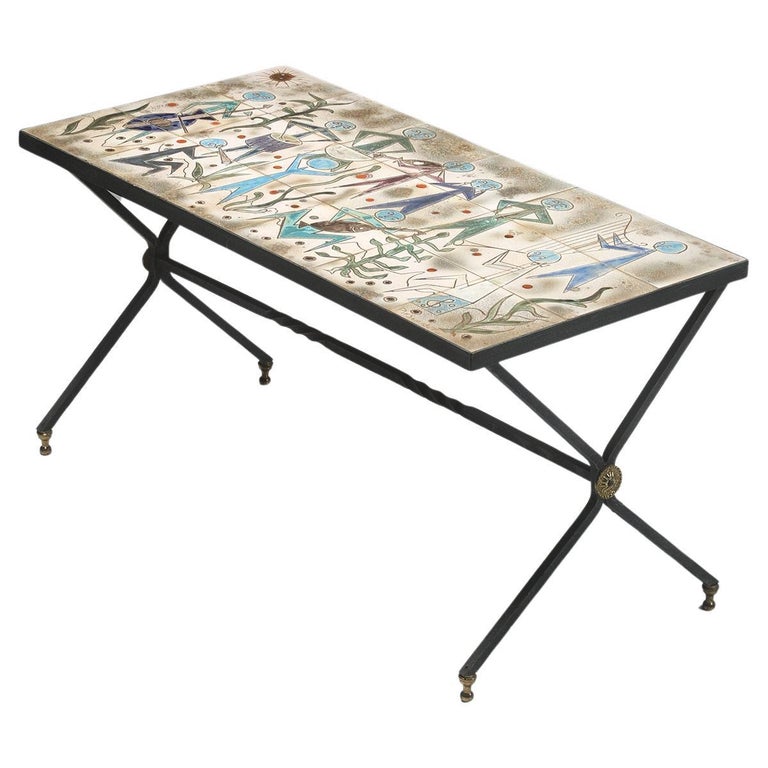 Ceramic Coffee Table by Charles Emile Pinson, 1958 For Sale