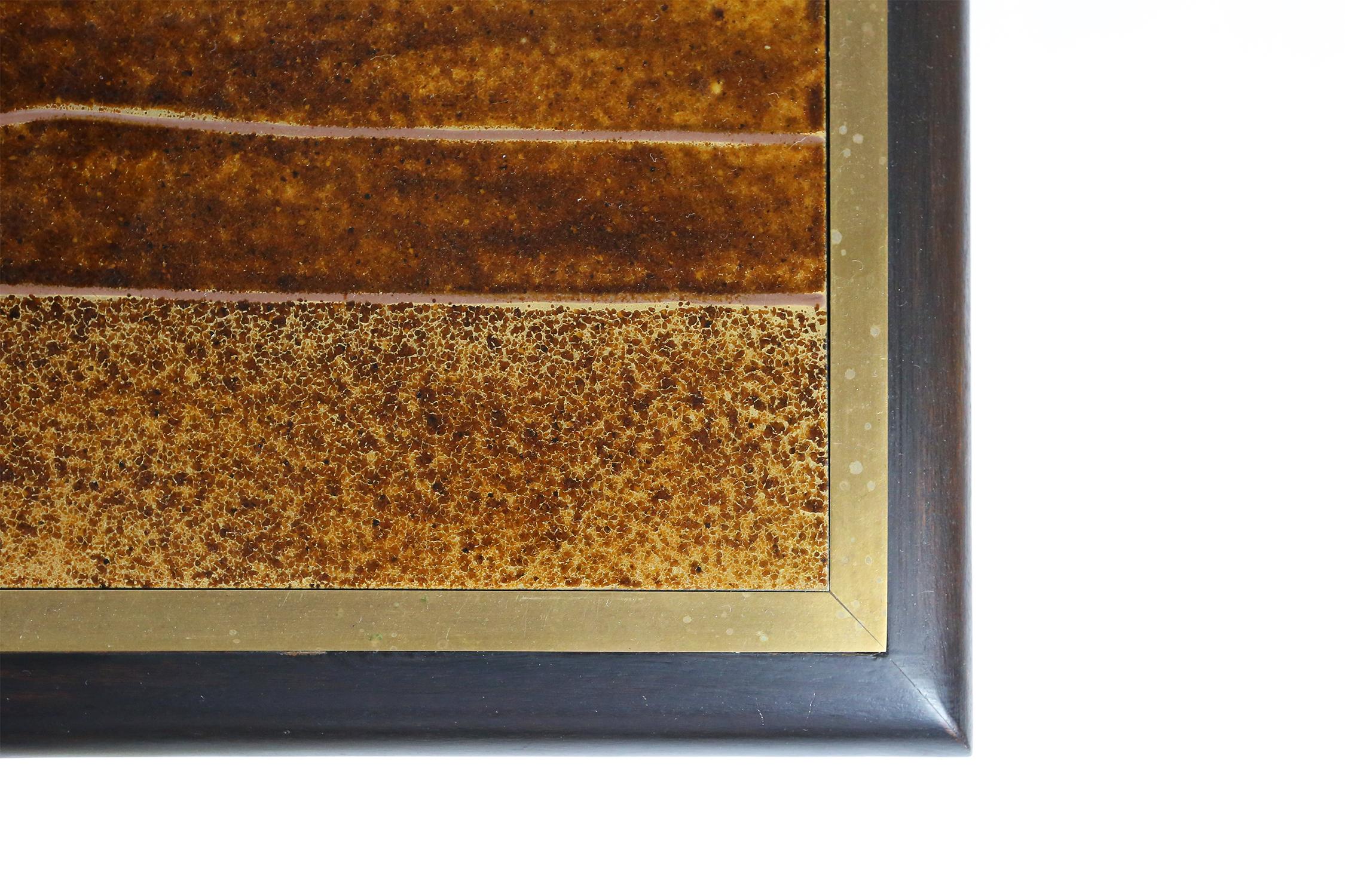 Brass Ceramic Coffee Table by Denisco, Italy 1970s