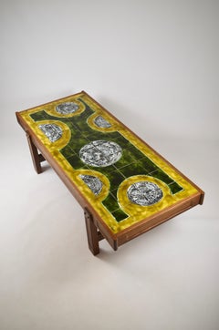 Ceramic Coffee Table by Jean d’Asti, Vallauris, France, 1950s