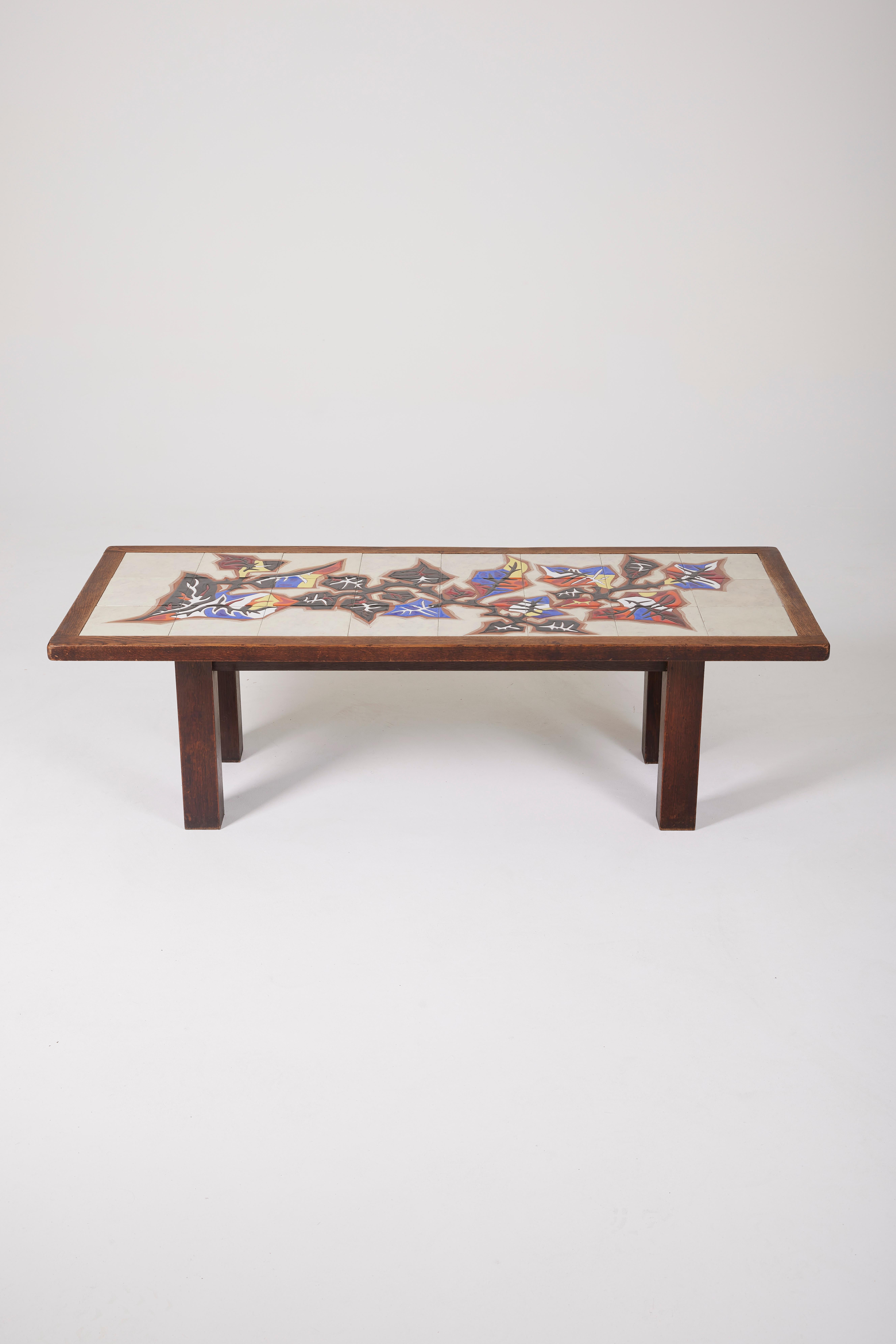Ceramic coffee table by Jean Lurcat, 1950s. In Good Condition In PARIS, FR