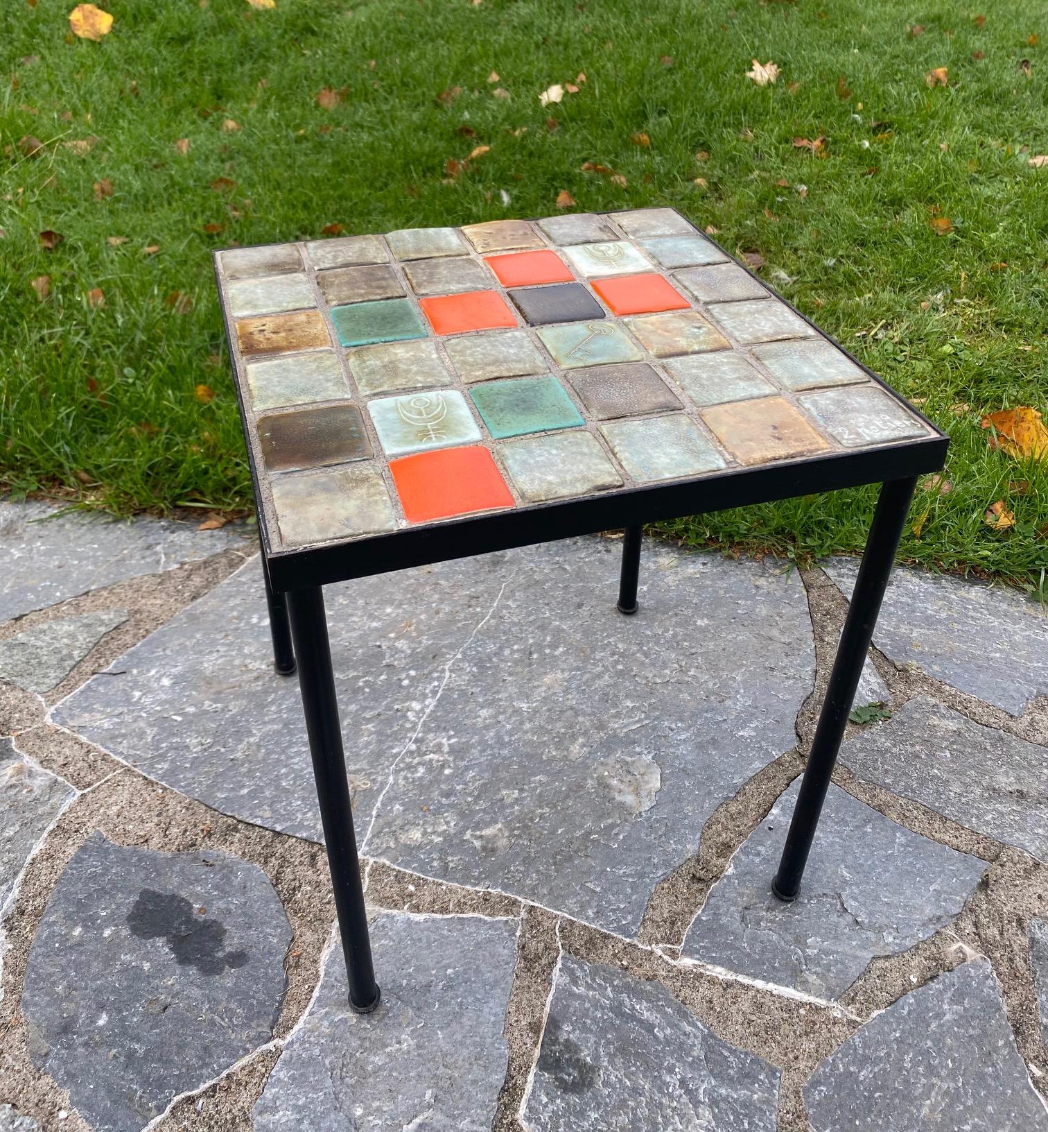 French Ceramic Coffee Table by Les 2 Potiers, France, 1960s For Sale