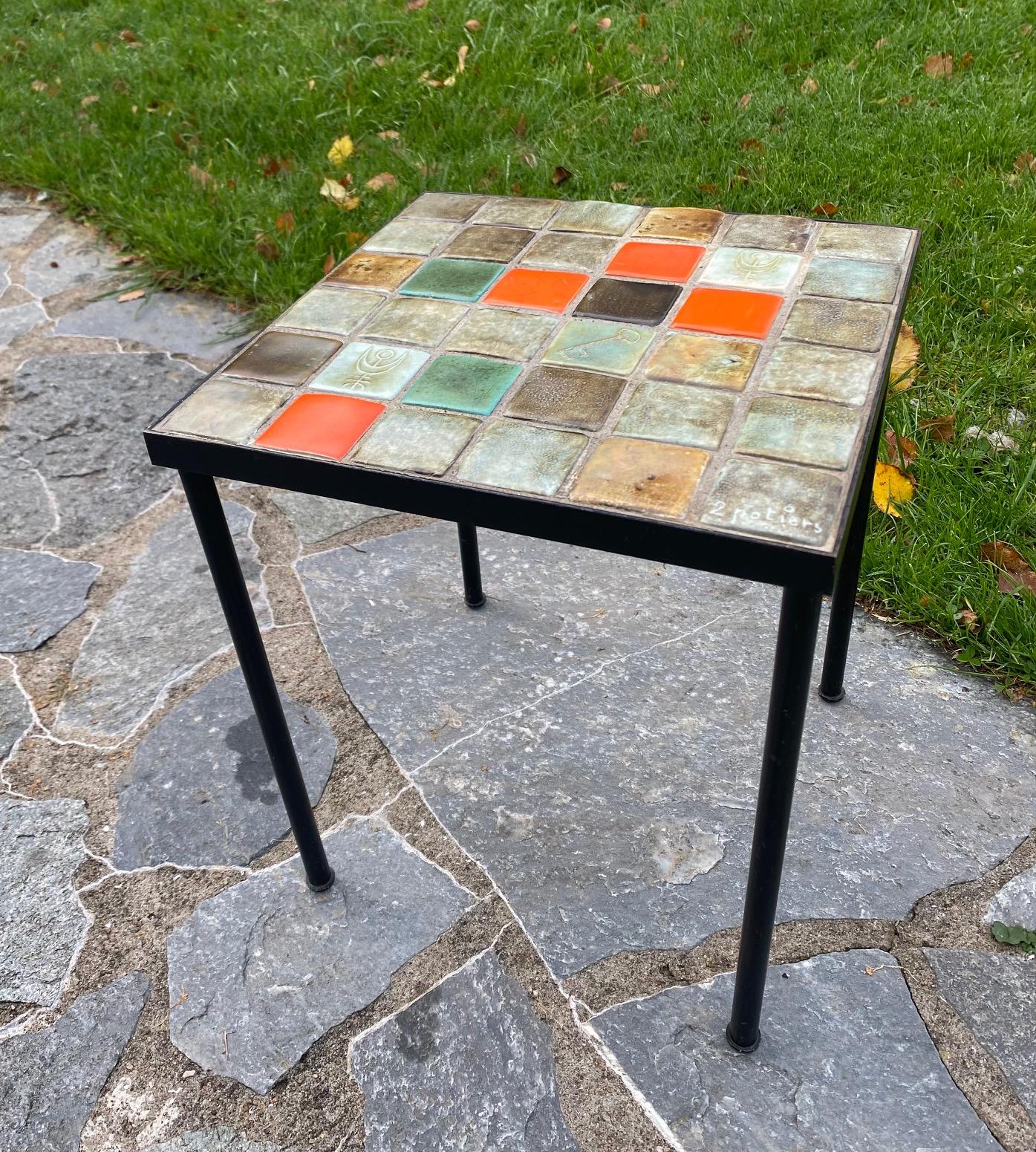 Ceramic Coffee Table by Les 2 Potiers, France, 1960s In Good Condition For Sale In Paris, FR