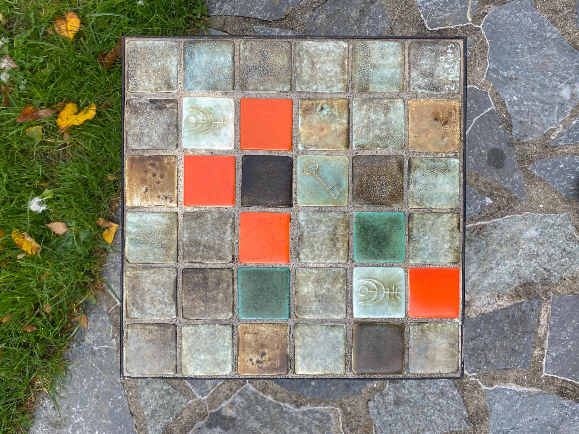 Metà XX secolo Tavolino in ceramica di Les 2 Potiers, Francia, anni '60 in vendita