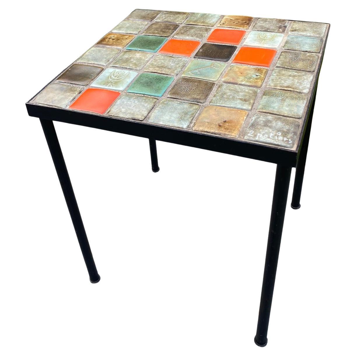 Ceramic Coffee Table by Les 2 Potiers, France, 1960s For Sale
