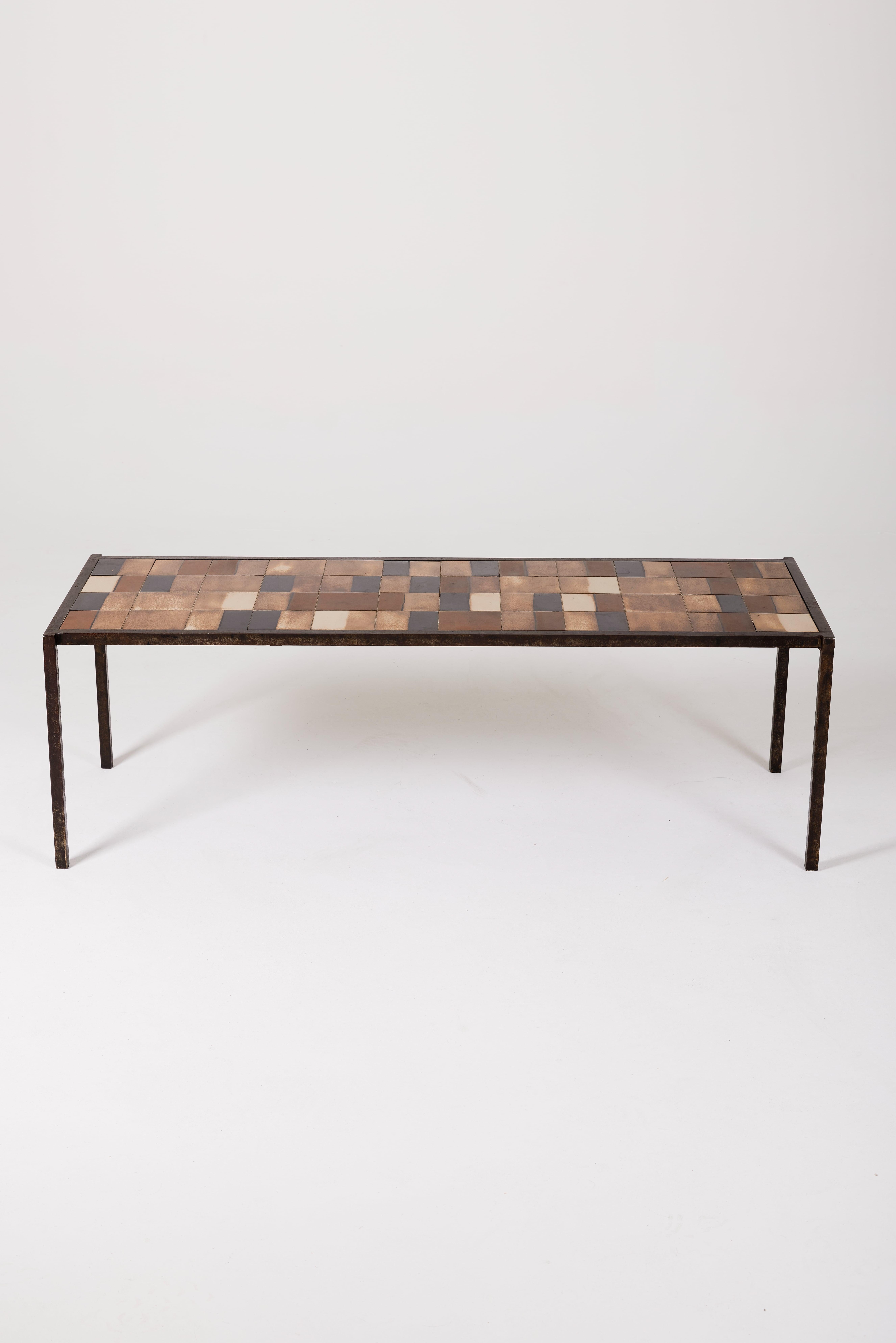 Ceramic coffee table by Mado Jolain & Ren Legrand In Good Condition For Sale In PARIS, FR