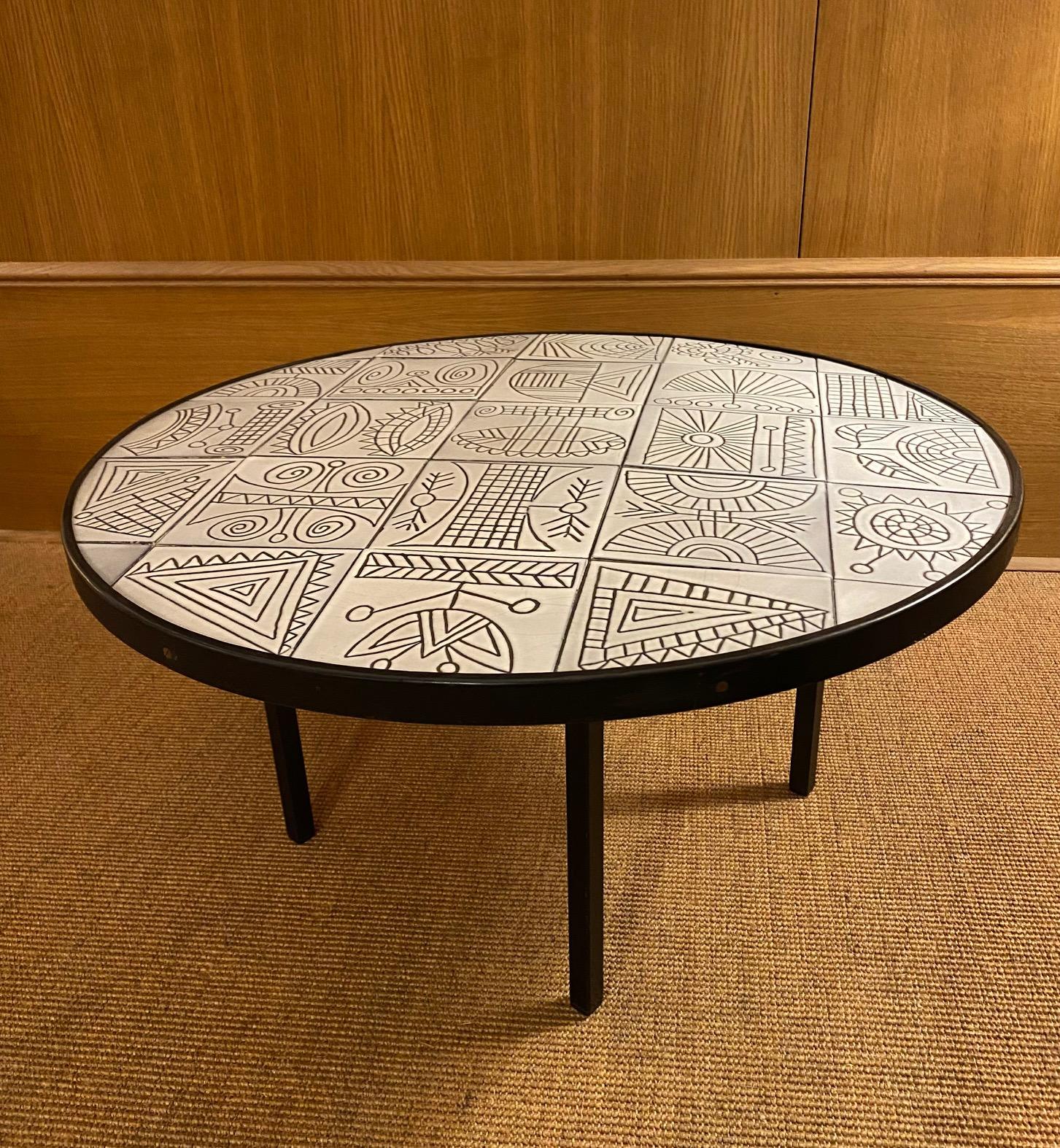 Ceramic coffee table by Roger Capron, France, 1960s
Similar patterns reproduced in the book 