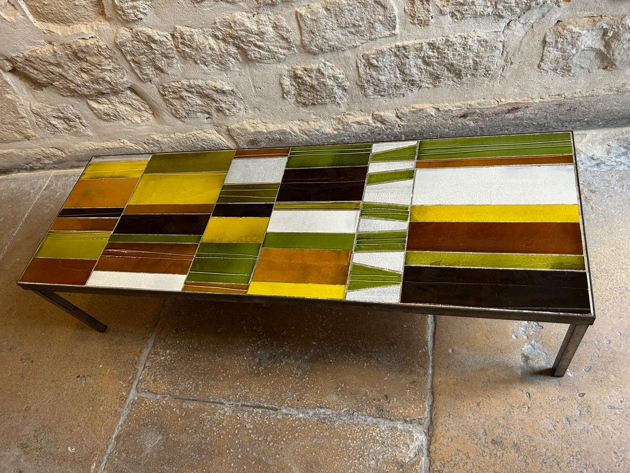 Milieu du XXe siècle Ceramic Coffee Table by Roger Capron, France, Circa 1960s en vente