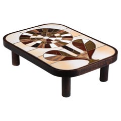 Ceramic coffee table by Roger Capron from Vallauris - flower from the 60's
