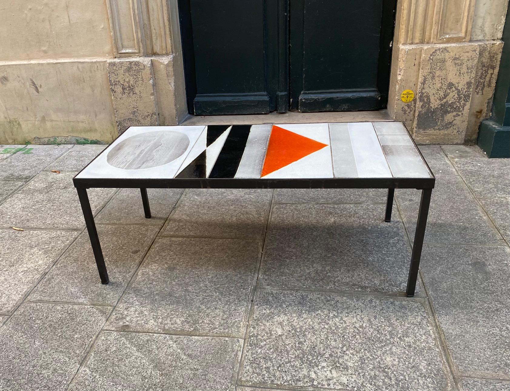 Ceramic Coffee Table by Roger Capron, Vallauris, France, 1960s In Good Condition In Paris, FR