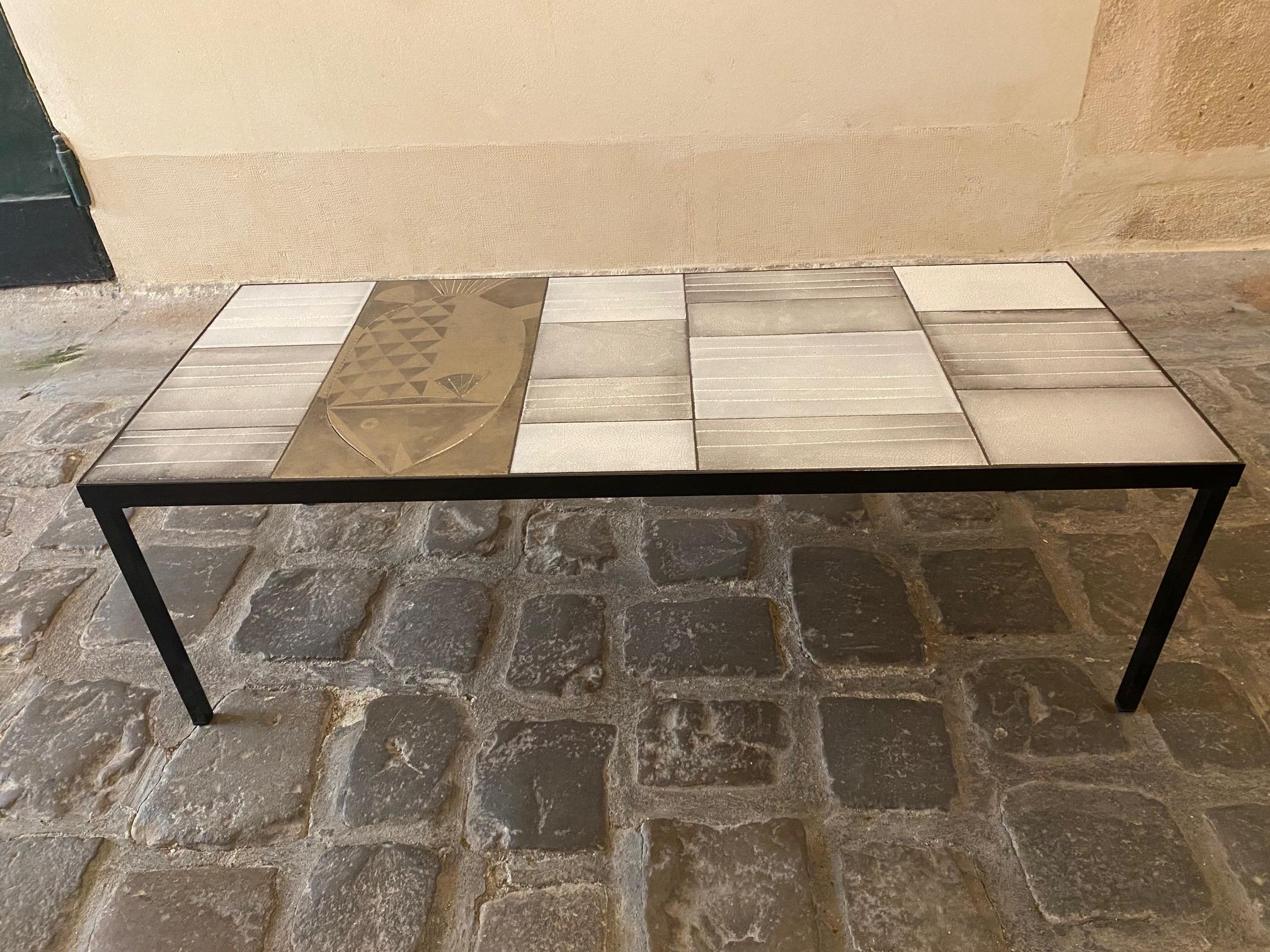 Ceramic Coffee Table by Roger Capron, Vallauris, France, 1960s In Good Condition In Paris, FR