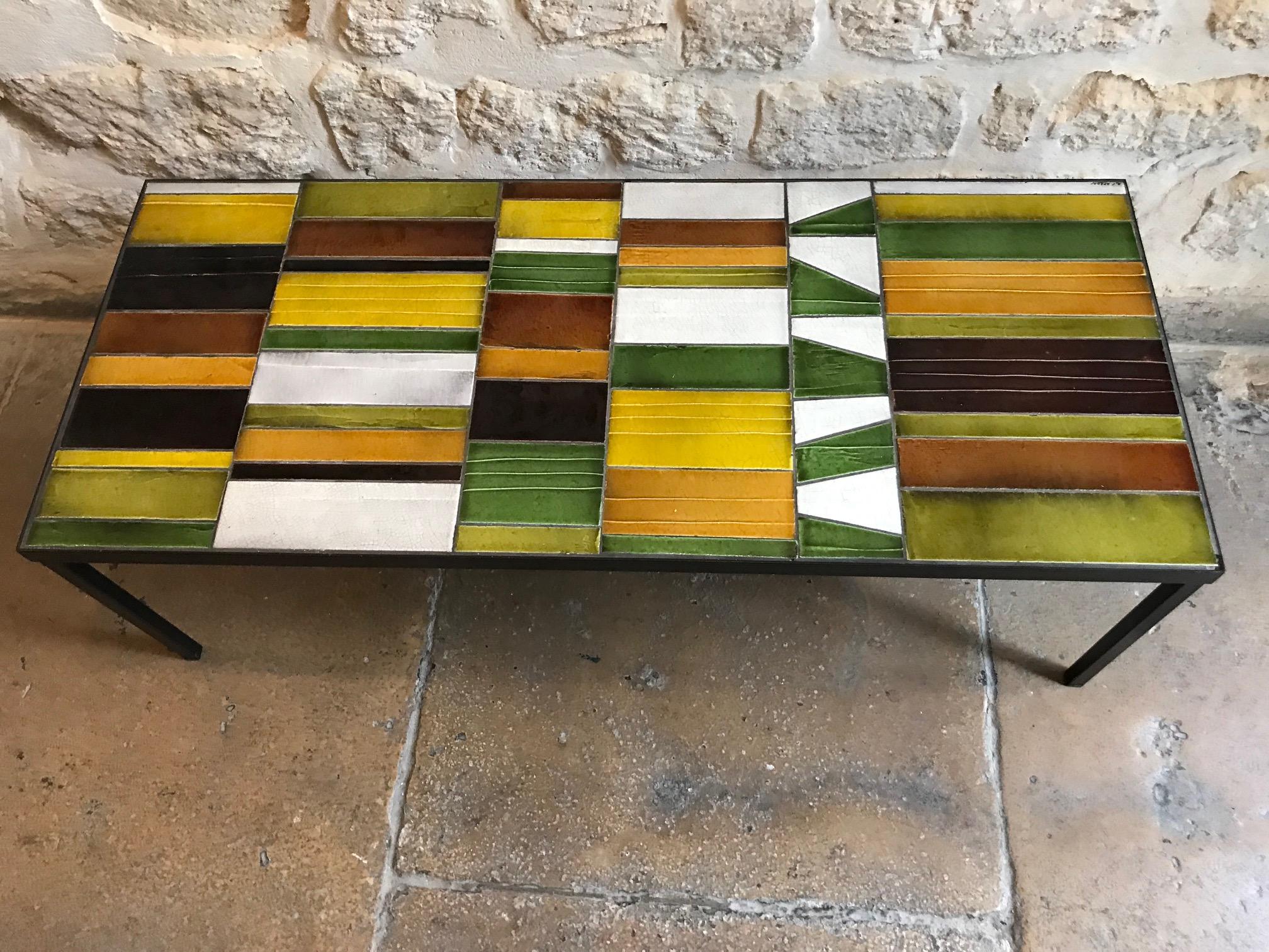 Français Table basse en céramique de Roger Capron, Vallauris, France, années 1960 en vente