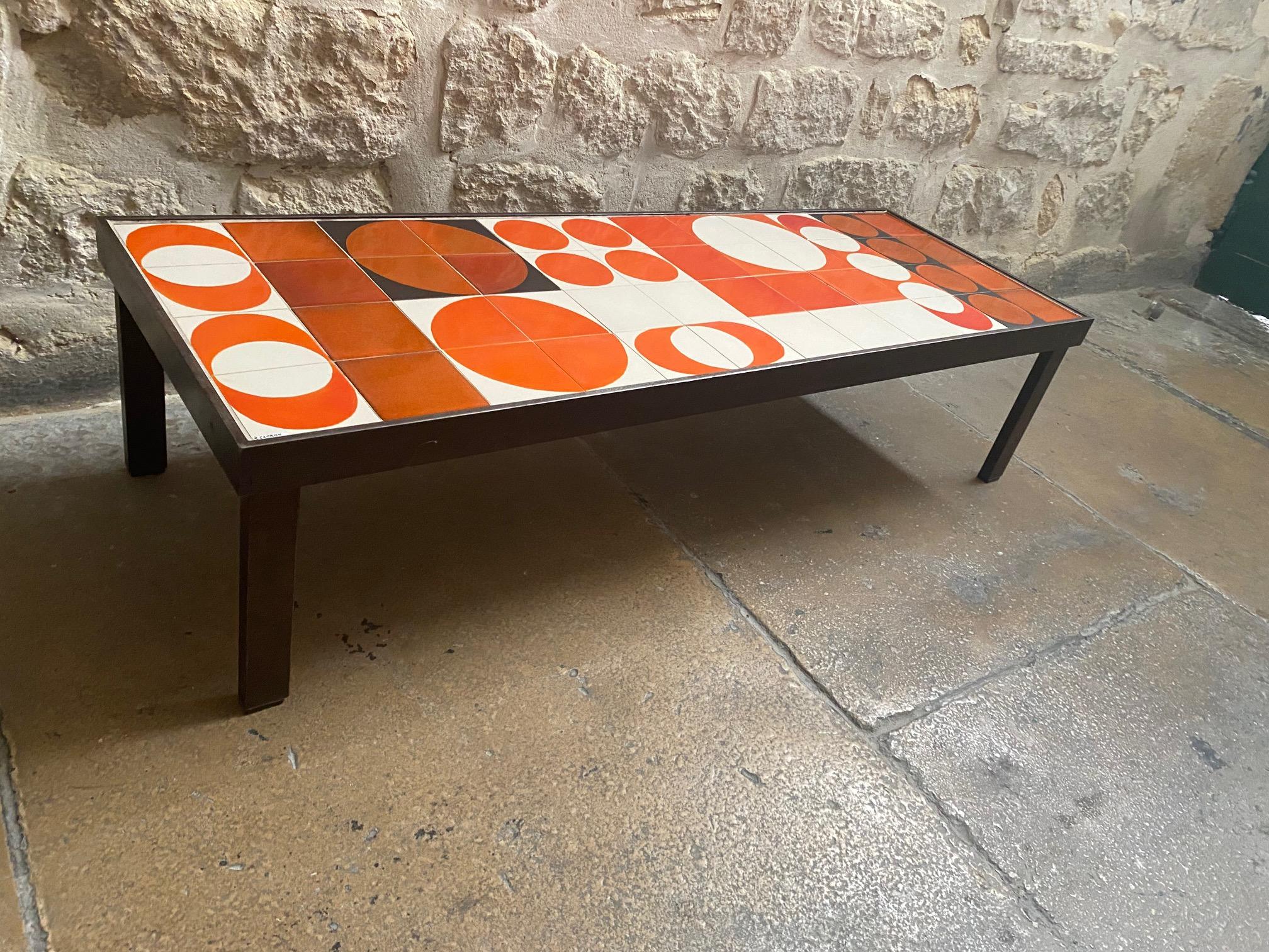 Late 20th Century Ceramic Coffee Table by Roger Capron, Vallauris, France, 1970s For Sale