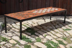 Ceramic Coffee Table By Roger Capron With Flowers