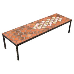 Ceramic Coffee Table By Roger Capron With Flowers