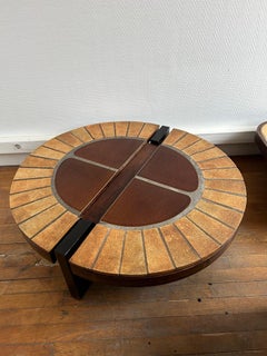 Ceramic Coffee Table "Eucalyptus" by Roger Capron, Vallauris, France, 1970s