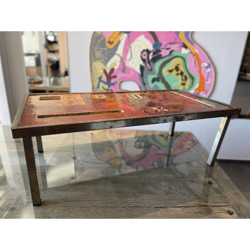 Ceramic Coffee Table in Lava Stone by Robert and Jean Cloutier Frères, 1950s For Sale 5