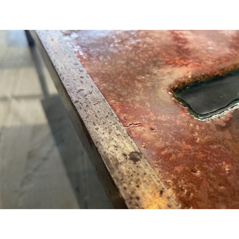 Ceramic Coffee Table in Lava Stone by Robert and Jean Cloutier Frères, 1950s For Sale 7