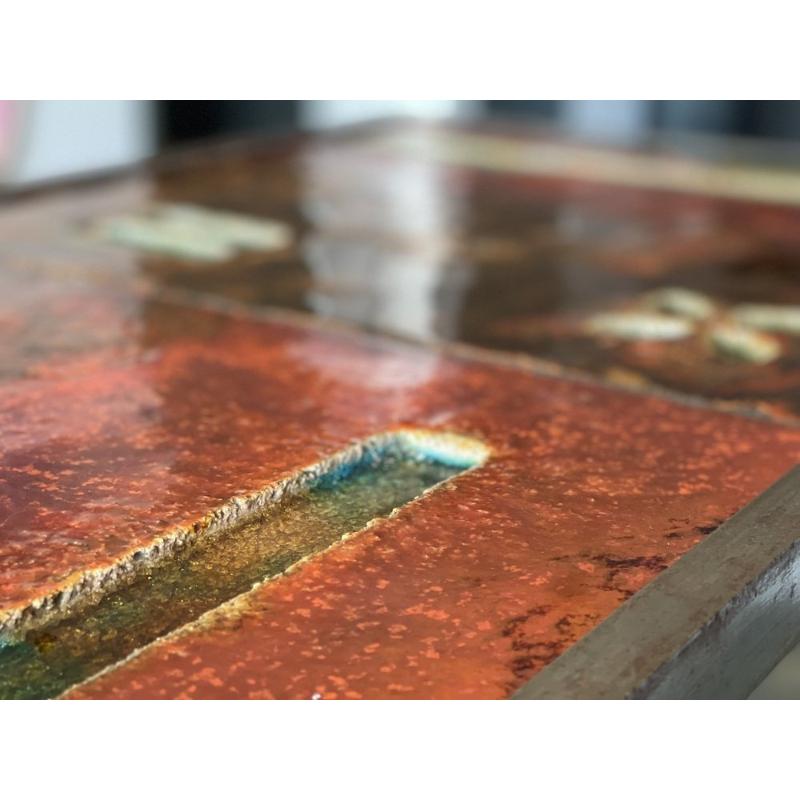 Ceramic Coffee Table in Lava Stone by Robert and Jean Cloutier Frères, 1950s For Sale 9